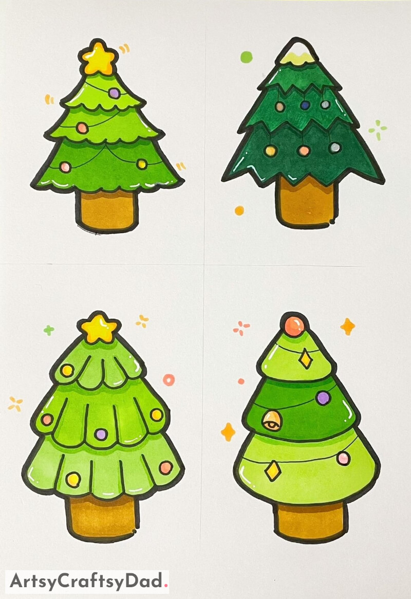 Gorgeous Christmas Trees Drawing - Amusing & Engaging Drawings For Tots