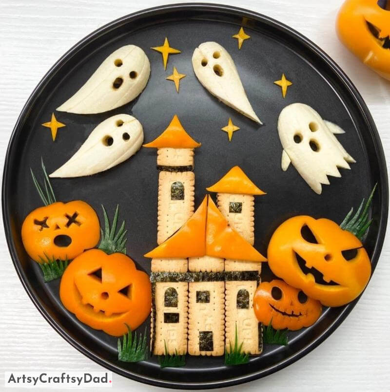Halloween Themed Food Plating Decoration Presenting food with a Halloween motif