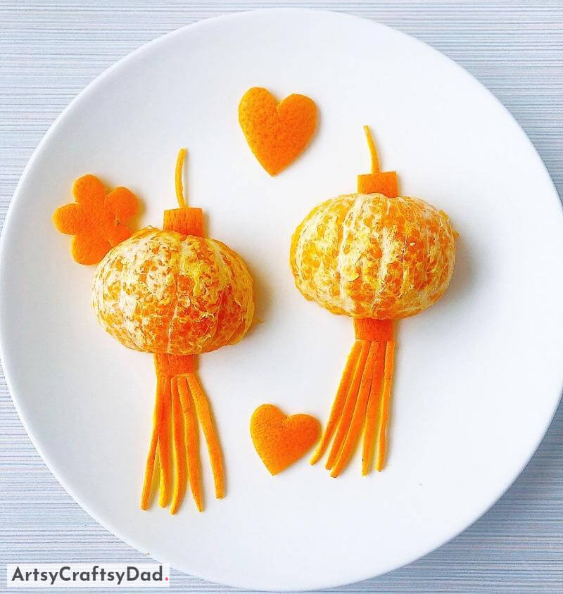 Hanging Lantern Fruit Decoration Idea Using Orange - Inventive and Distinctive Ways to Adorn Your Dish With Fruit