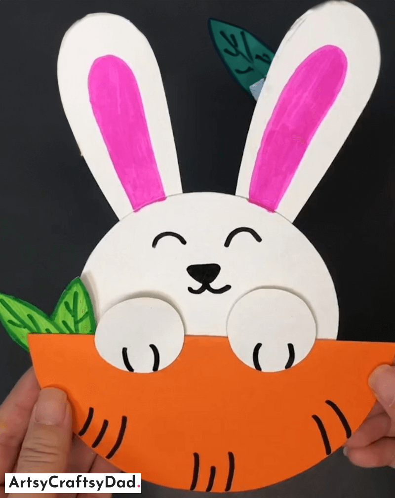 Happy Bunny with Carrot Paper Craft - Easy Animal Projects For Toddlers 