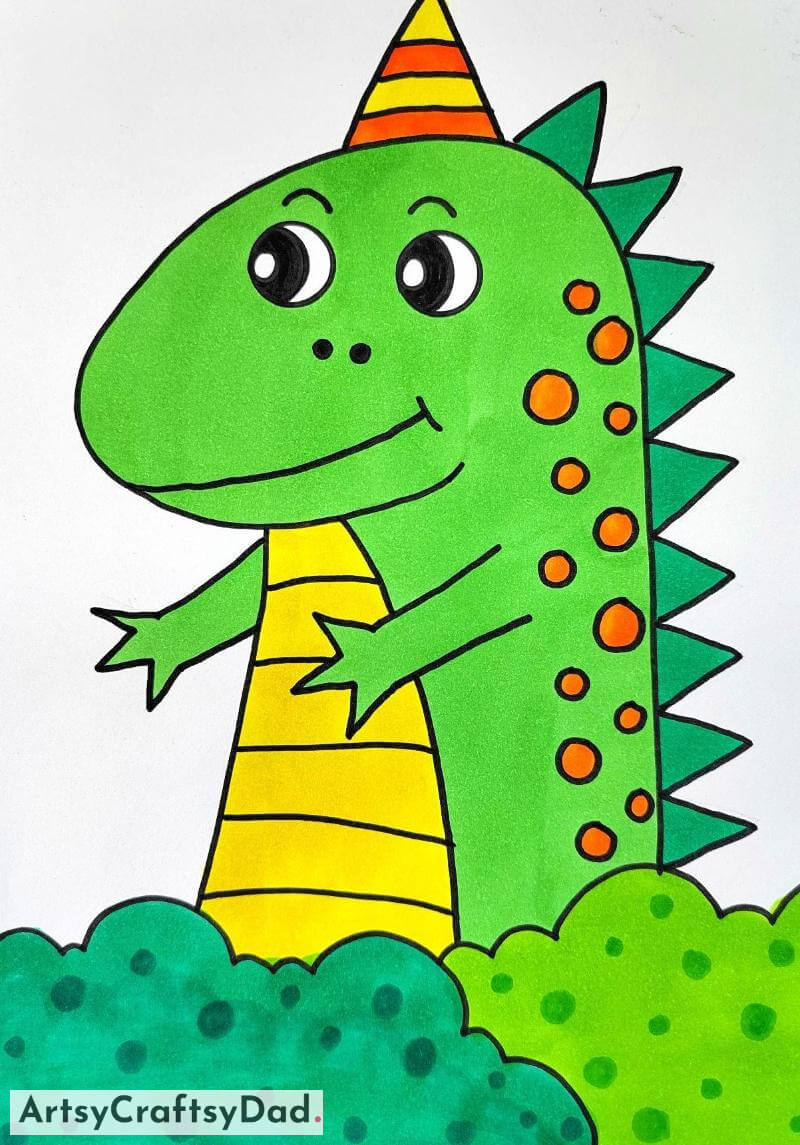 Happy Dinosaur Drawing for Kids - Plans to draw the attention of the drawing professor