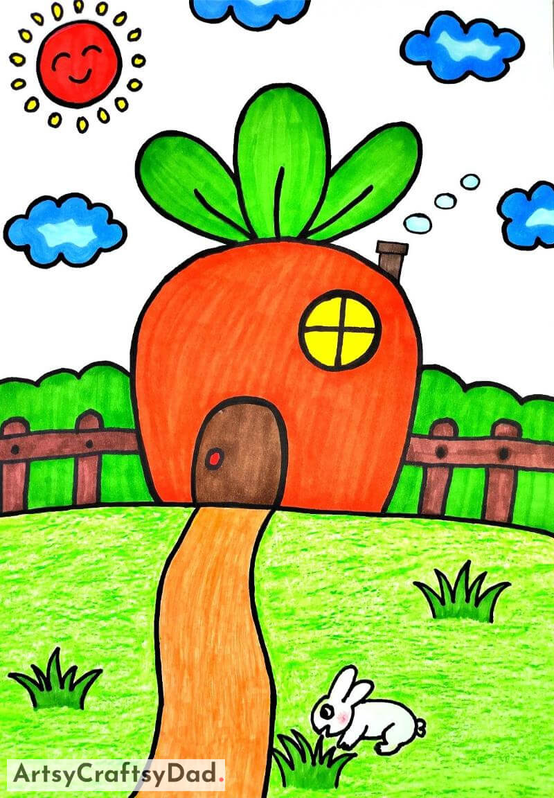 Healthy Carrot House Drawing for Kids age 9-12 - Pictures of Domiciles for the Young