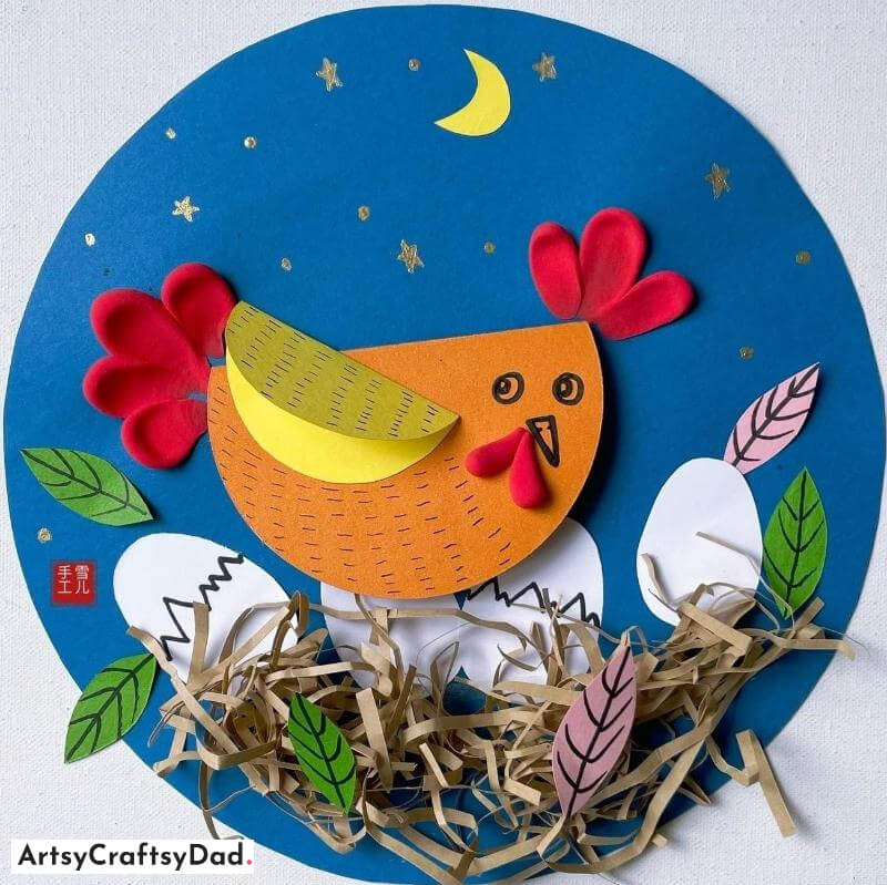 Hen and Egg Paper Craft Idea - Possibilities for art and craft with round paper boards