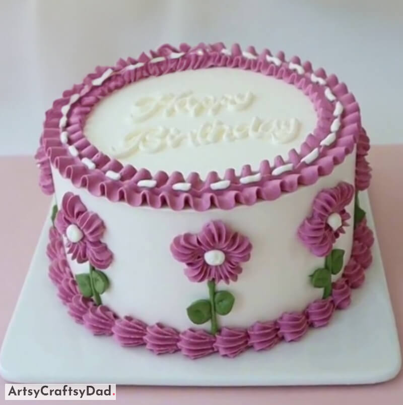 Light Magenta Buttercream Flower Cake Decoration Idea For Birthday - Celebrate birthdays with a light magenta buttercream flower cake