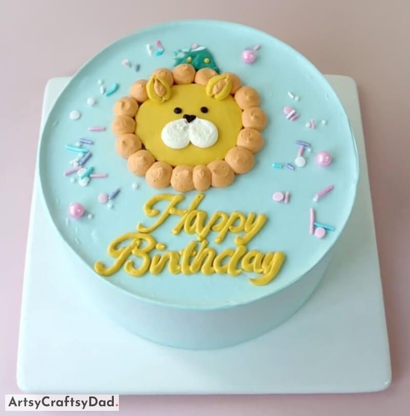 Lion Face Topper Birthday Cake Decoration Idea - Ways to Enhance Birthday Cake Appearance
