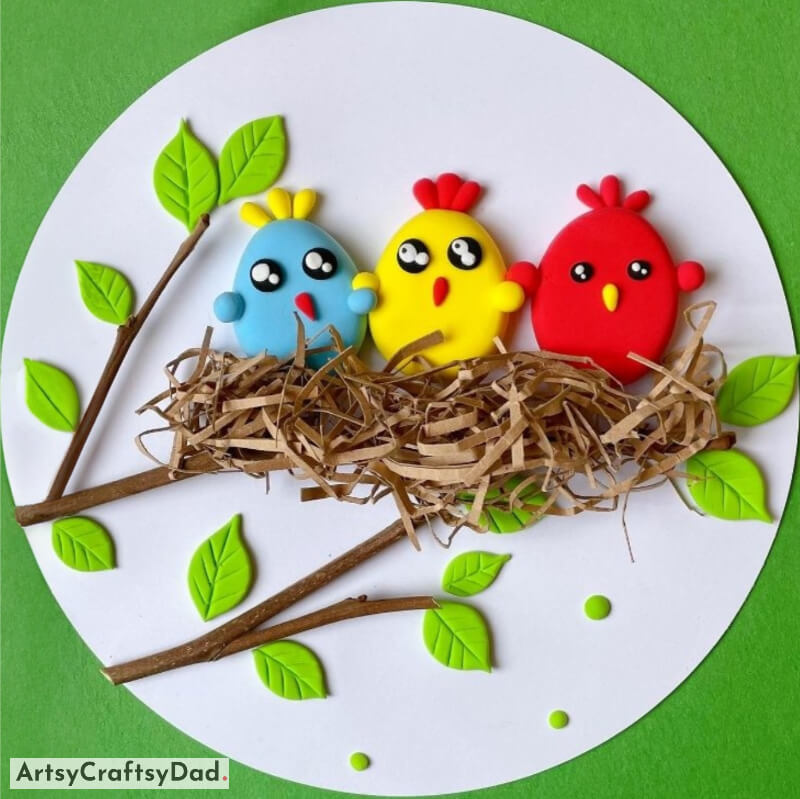Lovely Birds and Nest Craft Idea for Younger Ones - Ideas of Clay Molding and Printing for Kids to Have Fun With