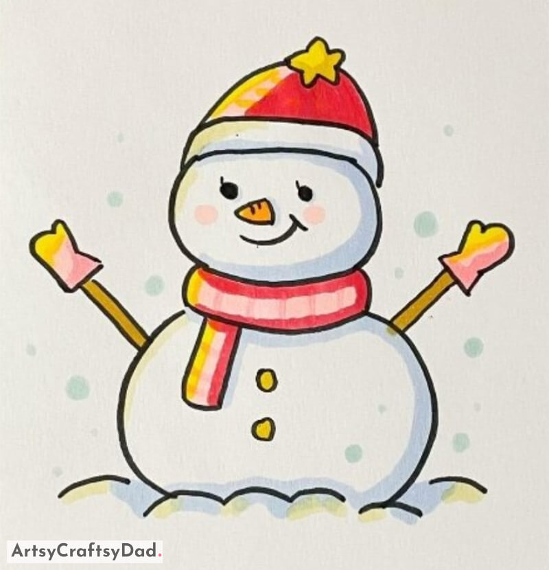Lovely Little Snowman Drawing - Appealing & Enjoyable Sketches For Children