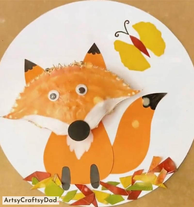 Make a Fox Using Shell - Art and Craft Activity - Crafting a Round Image with Discarded Components 