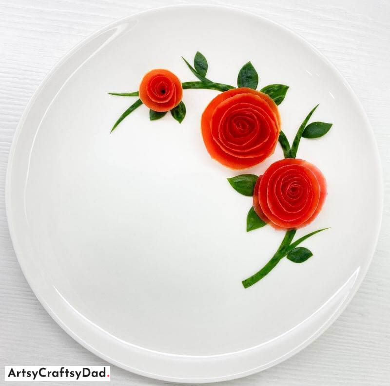 Make Carrot Rose to Decorate Your Food Plate - Innovative Ways to Enhance Semi-Circular Patterns on Round Plates