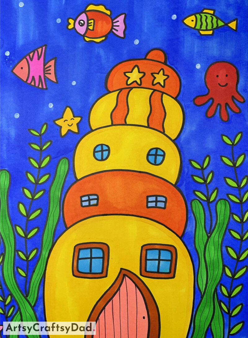 Marvelous Underwater House Drawing Idea for Little Ones - Home-Based Drawing Activities for Kids 