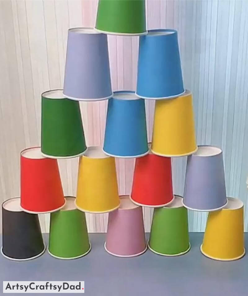 Paper Cup Pyramid Craft Activity For Kids - Exciting Handicrafts For Little Ones 