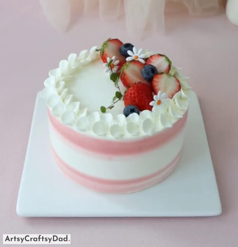 Pink and White Ombre Cake Decoration With Berries Topping - Sapid & Luscious Strawberries Topping Cake Decor Suggestions