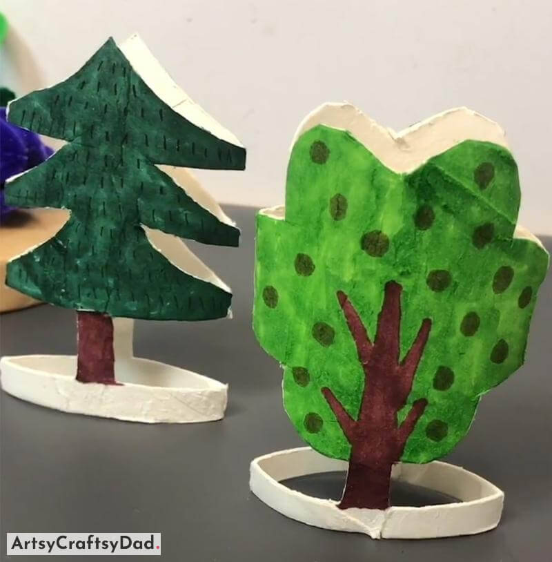 Recycled Cardboard Trees Craft for Kids - Fun Art Projects with Recycled Resources for Kids 