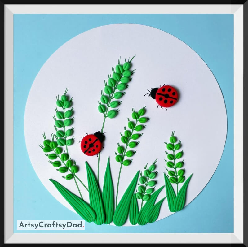 Red Bugs and Green Leaves Clay Art - Making Clay Creations with Children