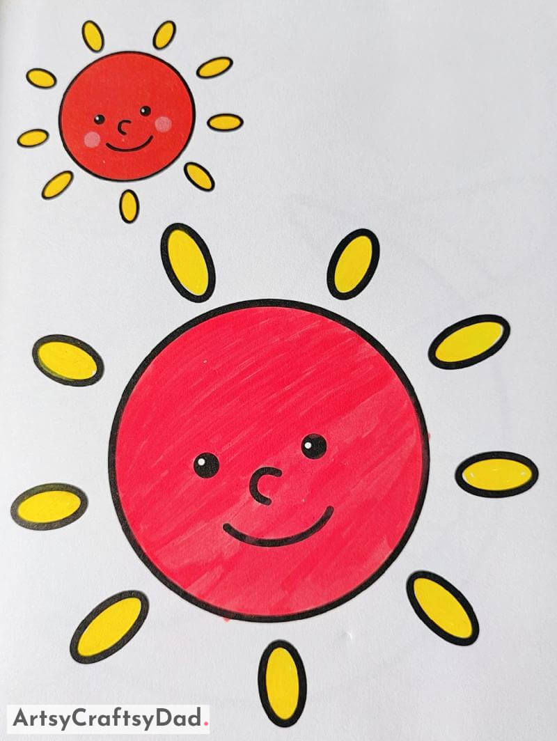 Red Sun Drawing for Preschoolers- Artistic and imaginative concepts for 8-10 year olds