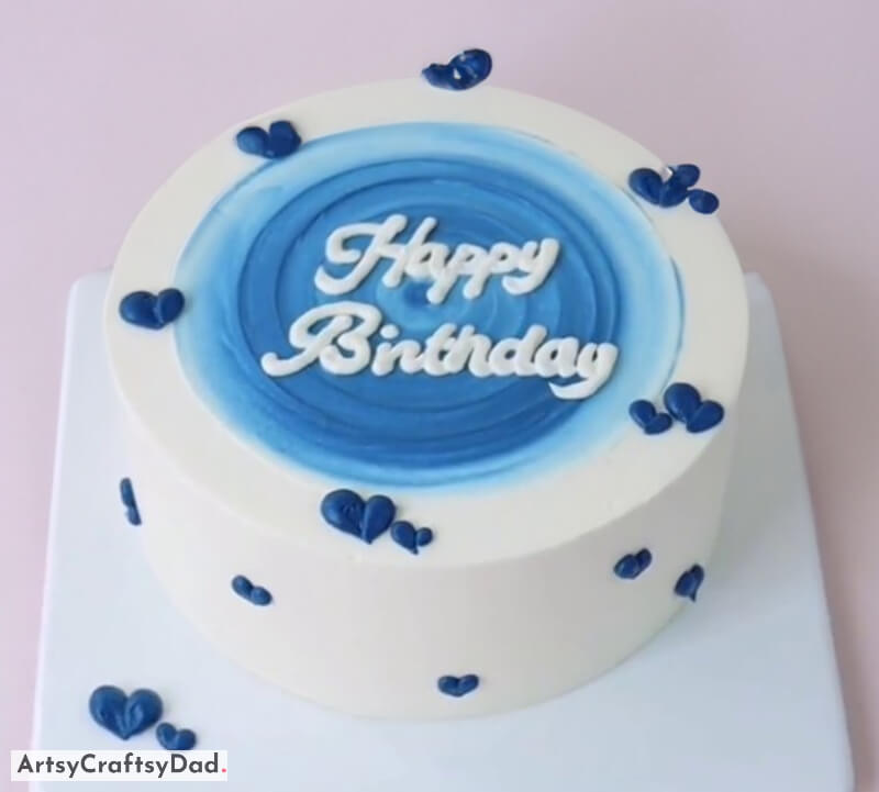 Simple Blue and White Birthday Cake Decoration Idea - Simple Steps to Adorn a Birthday Cake