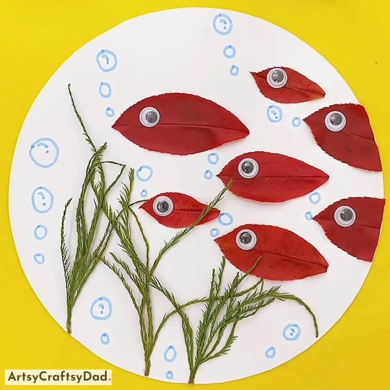 Simple Fallen Leaf Fish Craft Idea for Kids - Astounding Leaf Art Ideas For Little Ones
