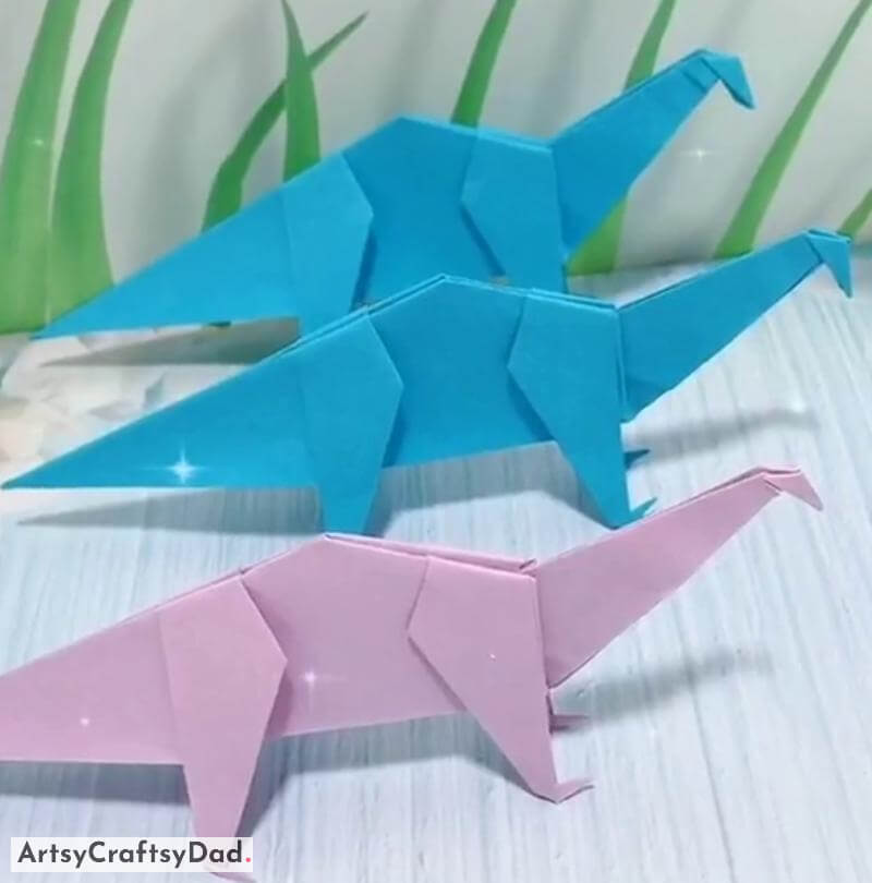 Simple Origami Paper Dinosaur Craft Idea For Kids - Spectacular Origami Paper Art Projects for Youngsters