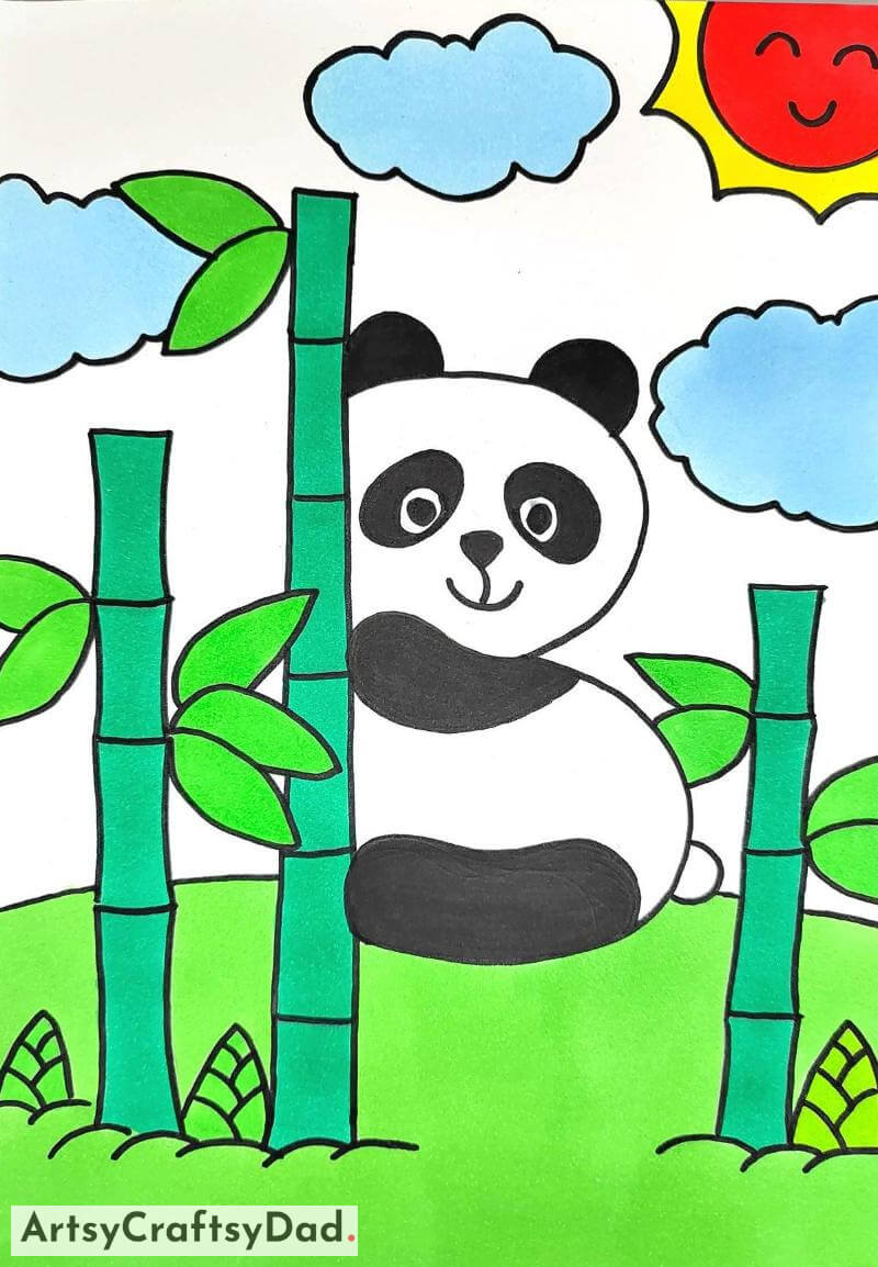 Simple Panda and Bamboo Drawing Idea - Clever ideas to pique the interest of the drawing professor
