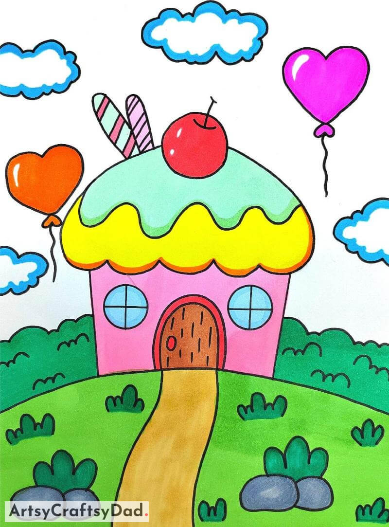 Tasty Ice-Cream House Drawing for Kids - Drawings of Houses for Youngsters