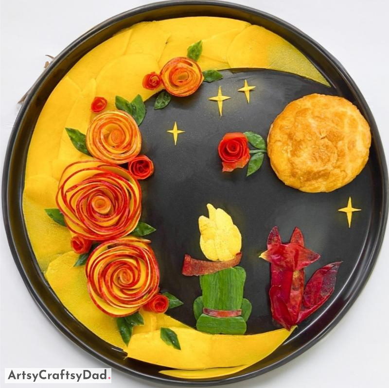 Unique Fruit and Vegetables Food Plate Decoration Ideas for Night Theme - Creative Ideas for Decorating Your Plate with Fruits and Veggies for a Night Event