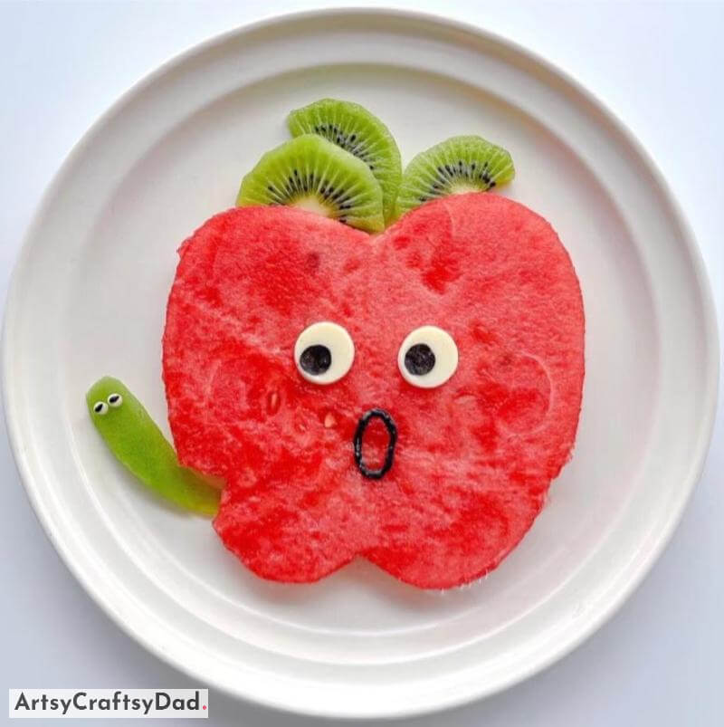 Watermelon and Kiwi Apple Design - Food Plate Decoration - Designing Your Dish With Fruit In An Innovative Manner
