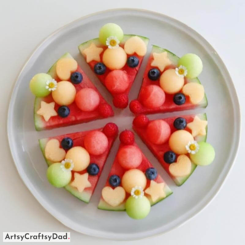 Watermelon Cake Garnished with Fruits - Food Plate Decoration - Original and Exceptional Strategies for Embellishing Your Plate With Fruit