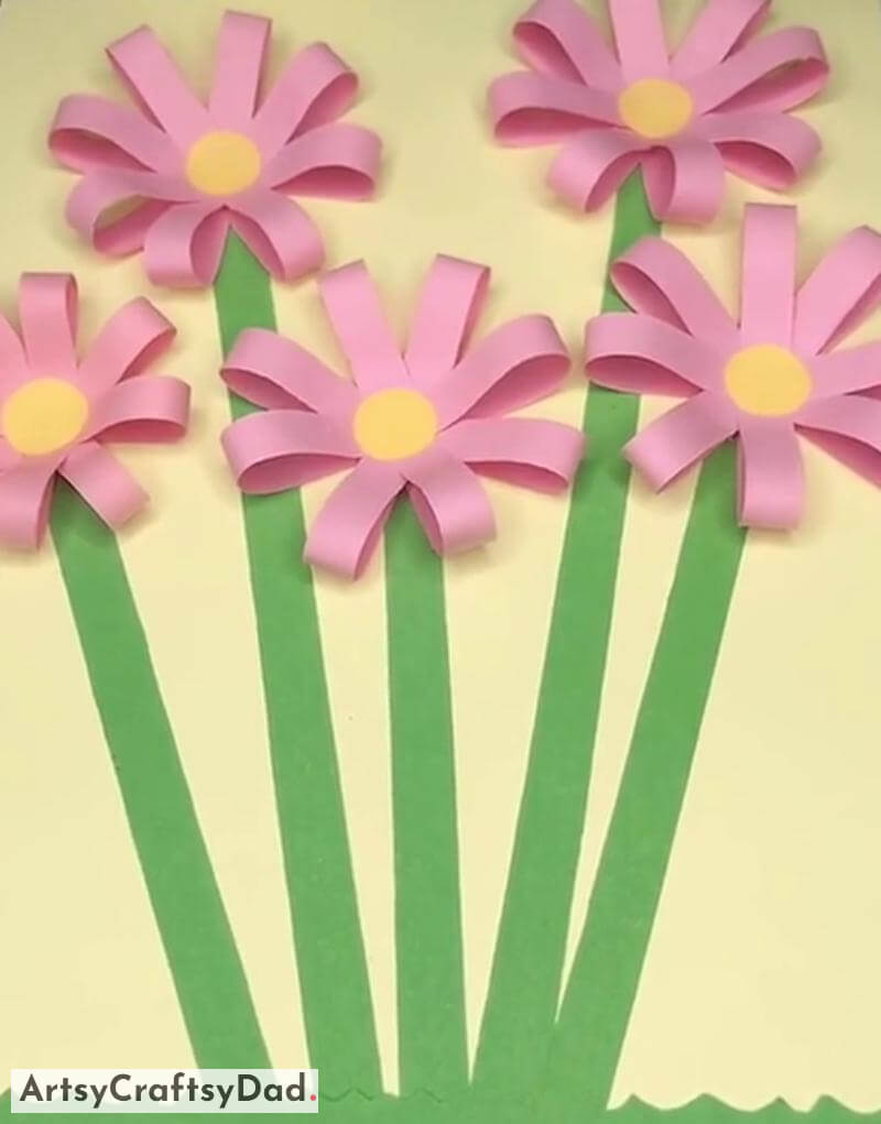 Wonderful Pink Paper Flowers Craft Idea For 7-9 Year Old Kids - Crafting paper flowers with kids and parental guidance