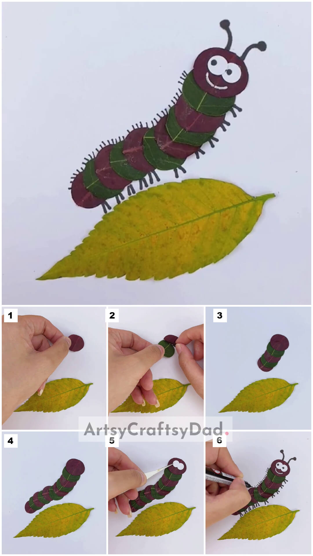 Easy Caterpillar Leaf Craft Tutorial For Kids
