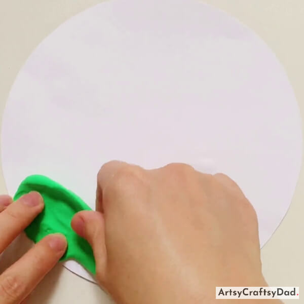 Pasting Light Green Color Clay