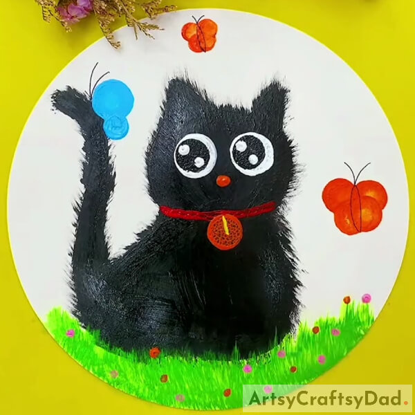 This Is The Final Look Of Our Black Cat In Garden Painting