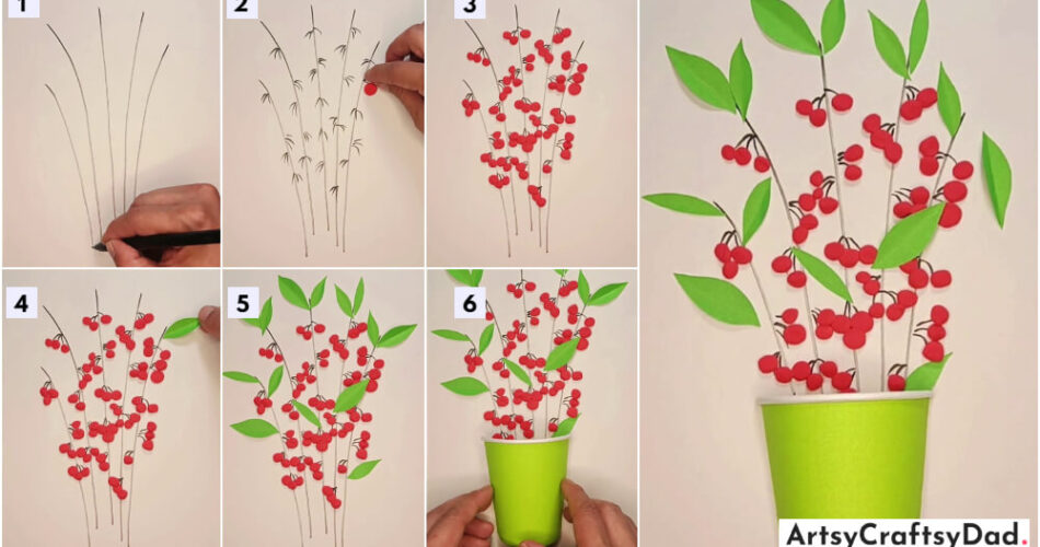 Cherry Clay Art & Craft Tutorial Using Paper Cup & Leaves