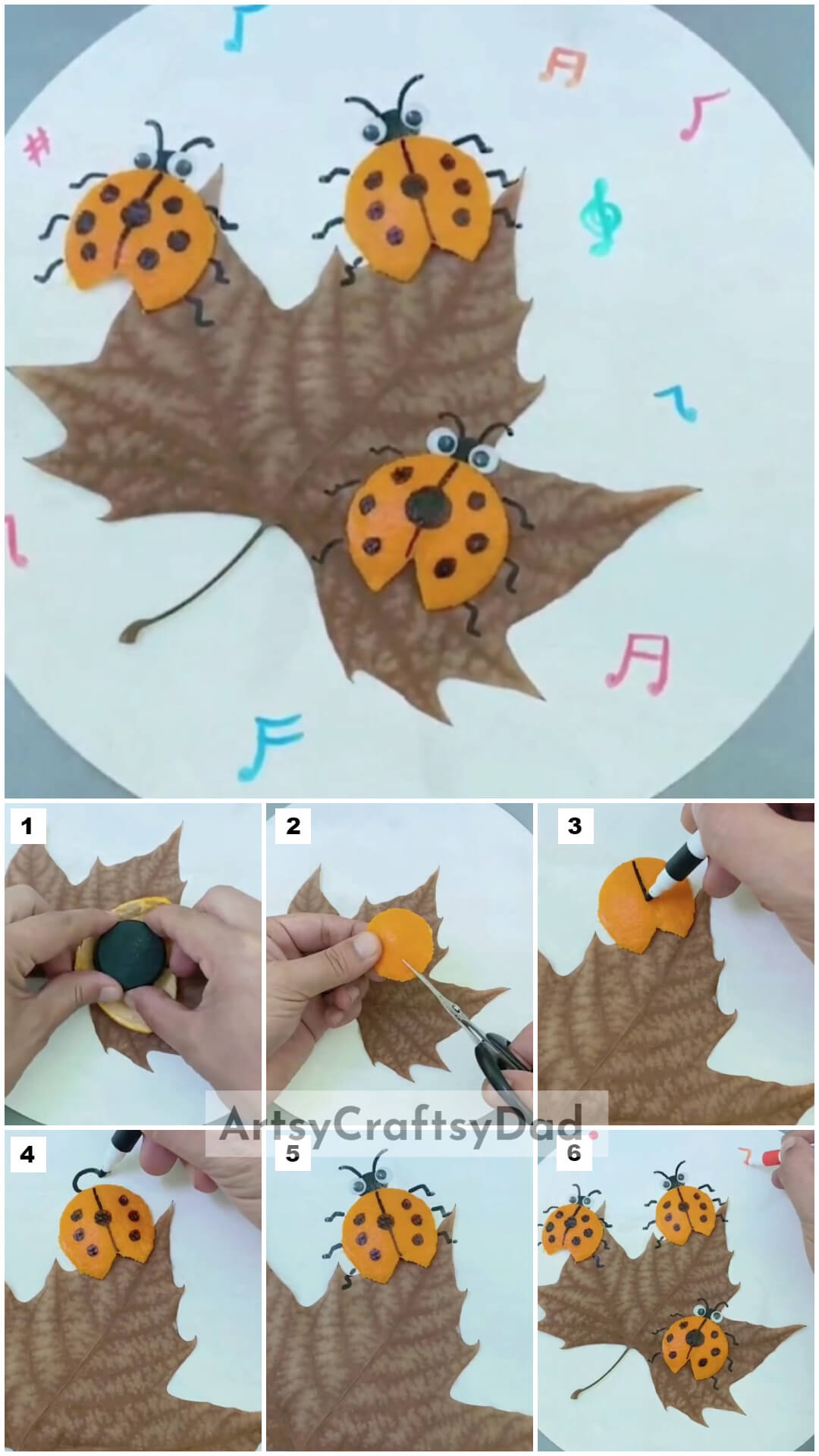 Clay Ladybug &amp; Leaf Craft Tutorial For Kids