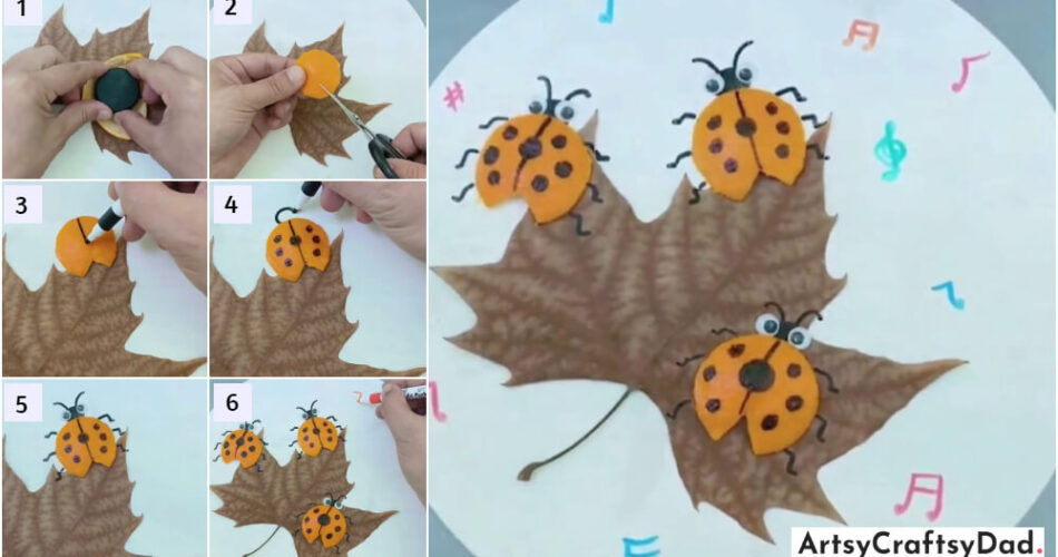 Clay Ladybug & Leaf Craft Tutorial For Kids