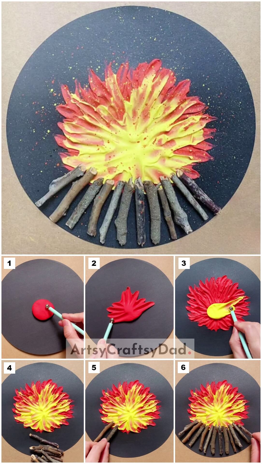 Clay & Twig Bon-fire Craft Tutorial For Kids