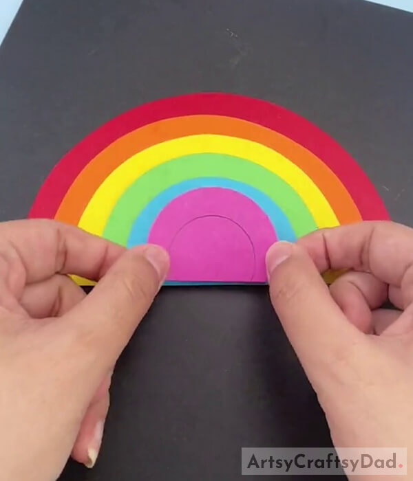 Pasting Rainbow Colored Semi-Circles One by One