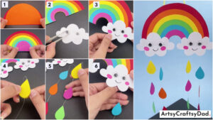 Colorful Paper Rainbow Wall Hanging Craft Tutorial For Kids