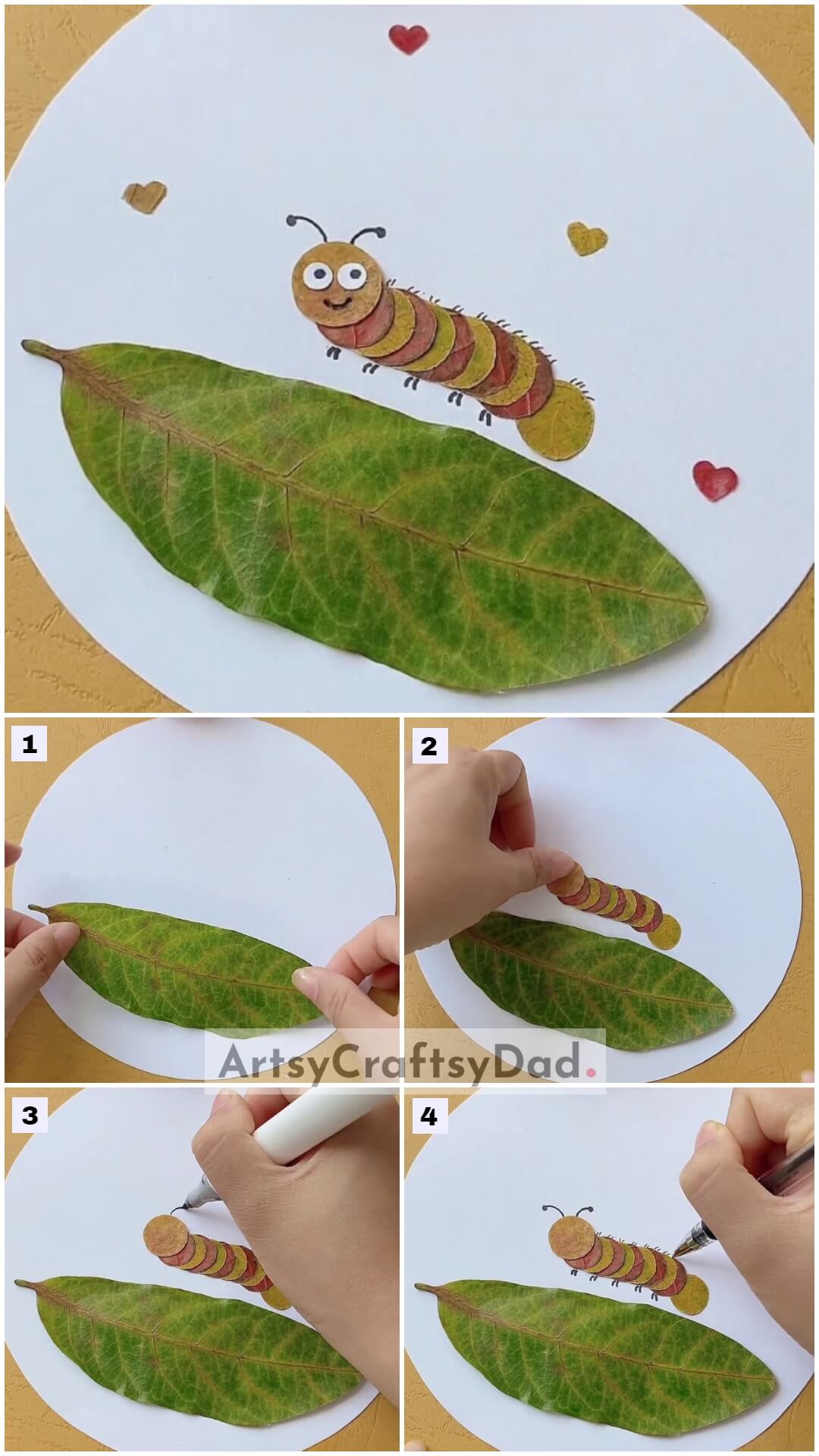 DIY Caterpillar Leaves Craft Tutorial For Kids