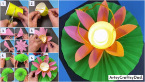 DIY Lotus Lantern Craft Tutorial Using Paper Cup & Paper