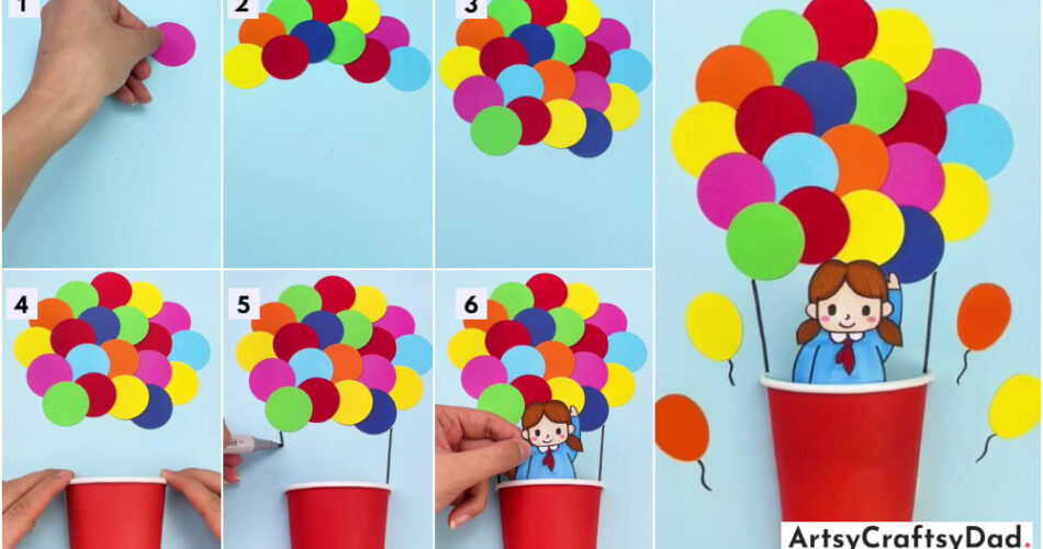 DIY Paper & Paper Cup Hot Air Balloon Craft Tutorial For Kids