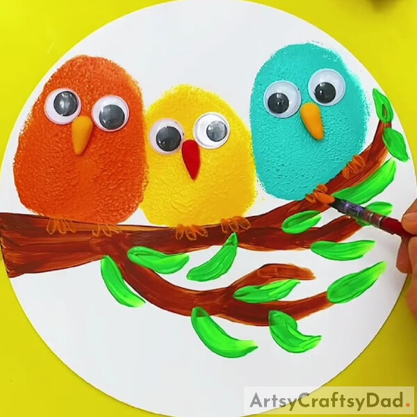 Drawing Tiny Bird Feet With Paint- A Tutorial on Painting Birds Perching on a Tree Branch