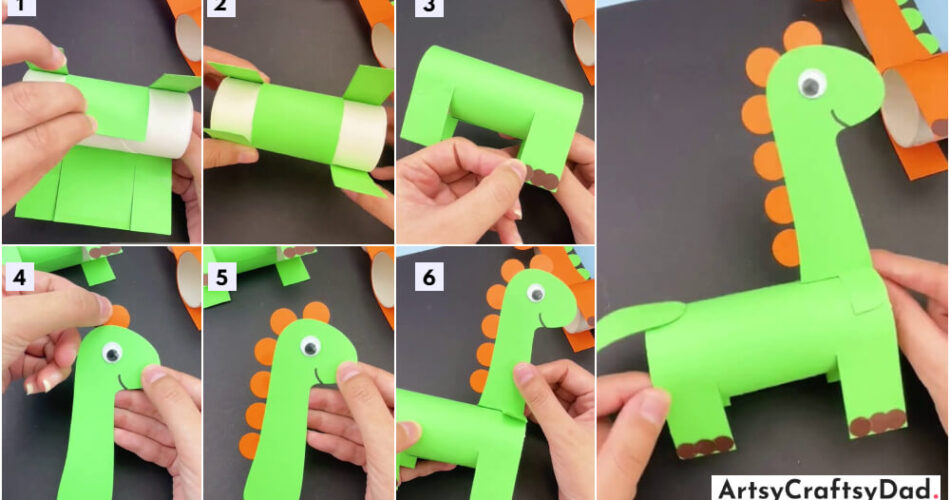 Easy Paper Dinosaur Animal Craft Tutorial For Kids