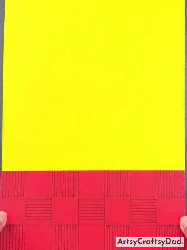 Pasting Yellow & Printed Red Paper