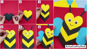 Heart Shaped Honey Bee Paper Craft Tutorial For Beginners