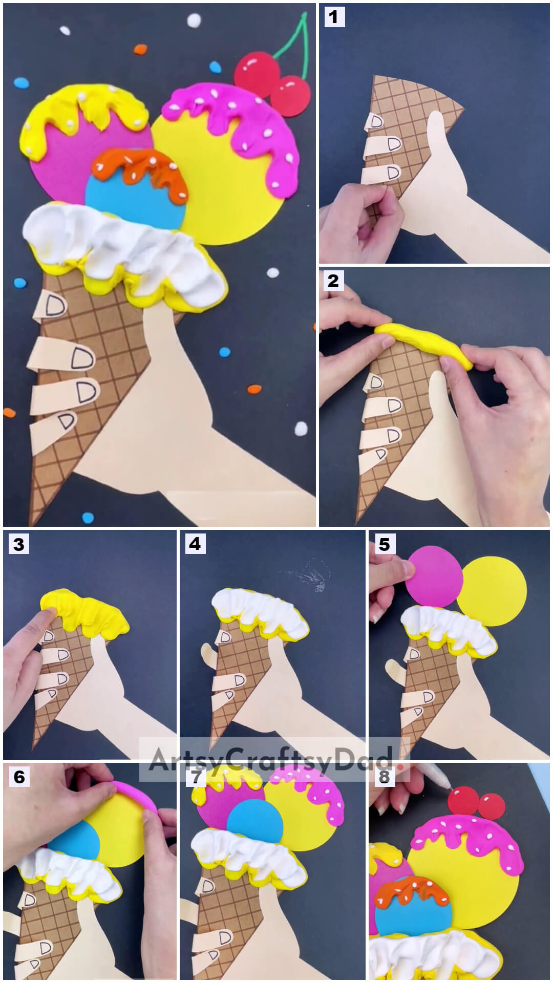 Paper &amp; Clay Ice-Cream Cone Craft Tutorial For Kids