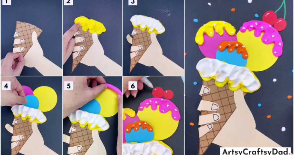 Paper & Clay Ice-cream Cone Craft Tutorial For Kids