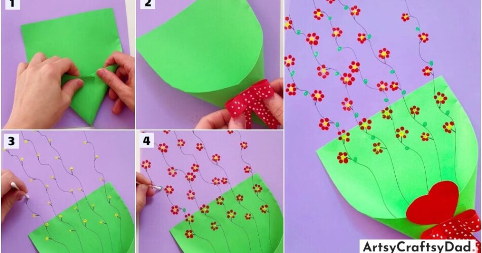 Paper Flower Bouquet Artwork Craft Tutorial For Kids