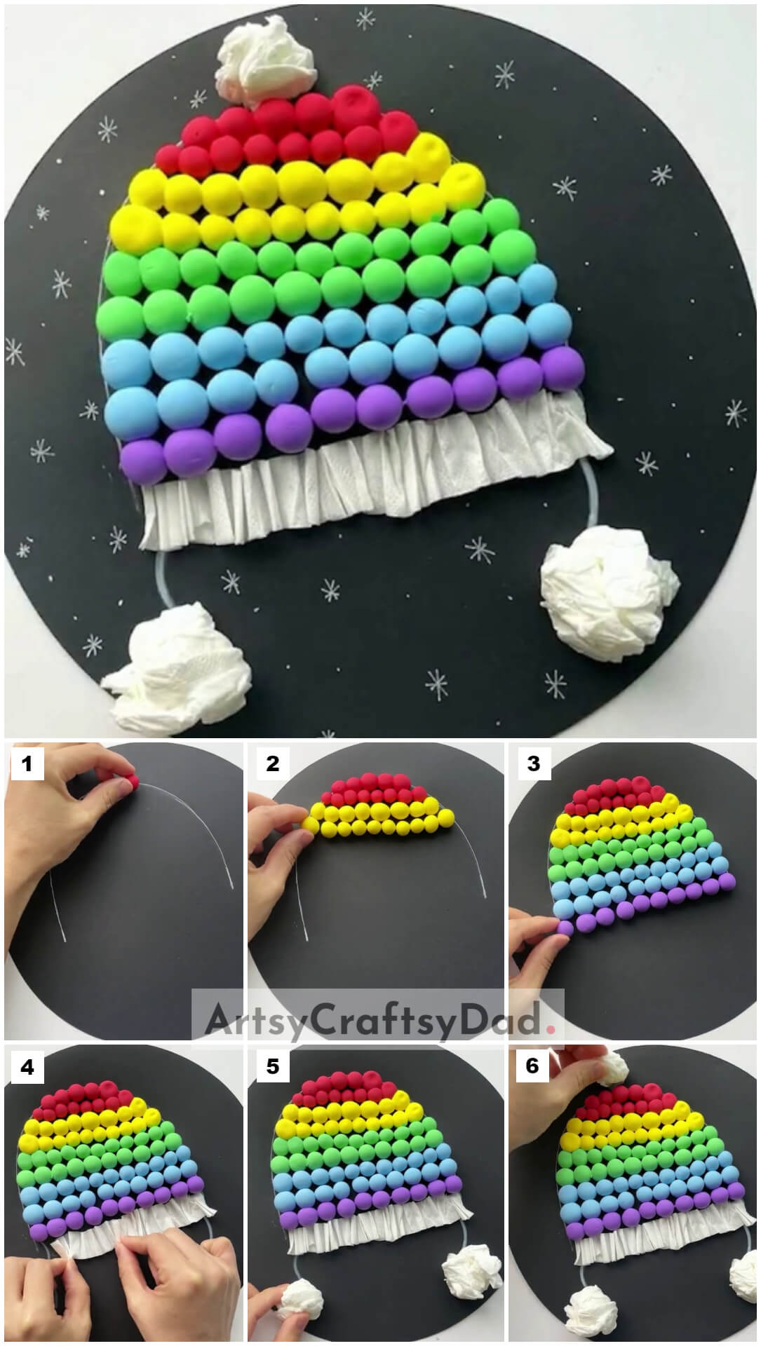 Rainbow Woolen Hat Clay Craft Tutorial For Kids