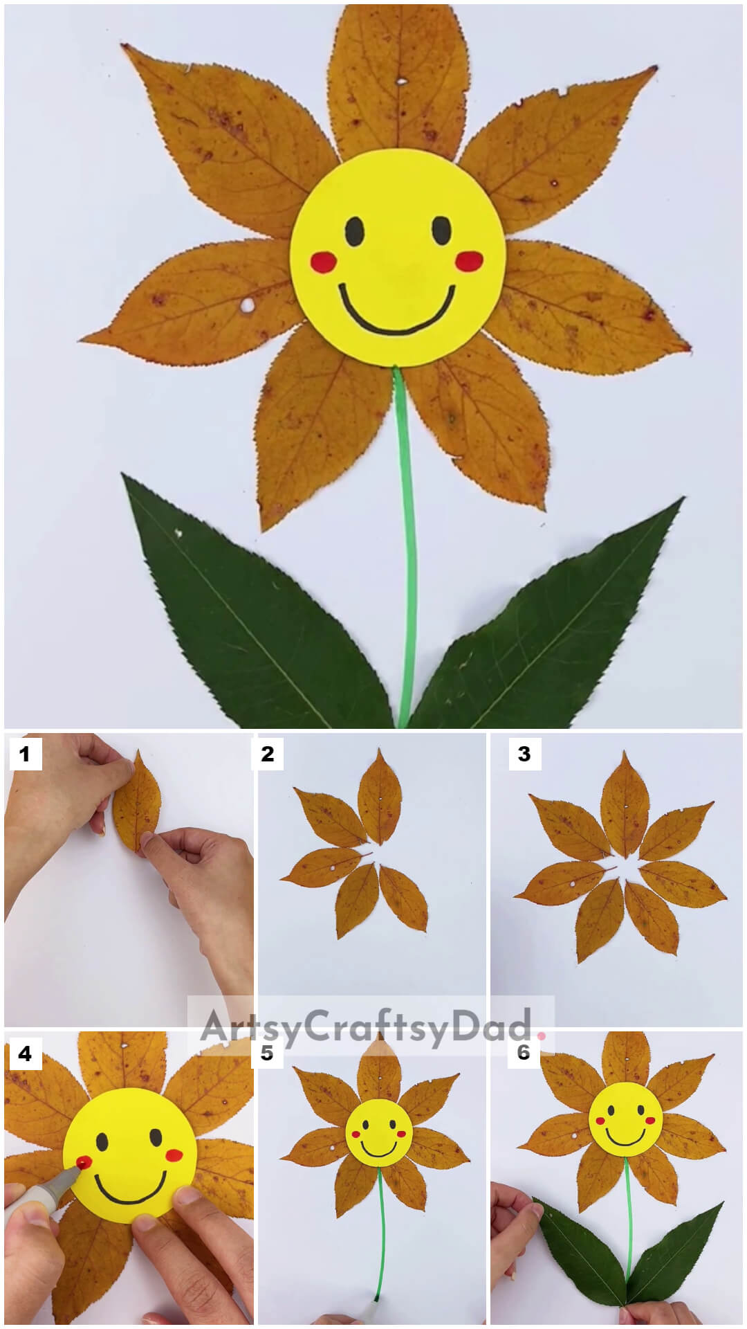 Simple To Make Leaf Sunflower Craft Tutorial For Kids