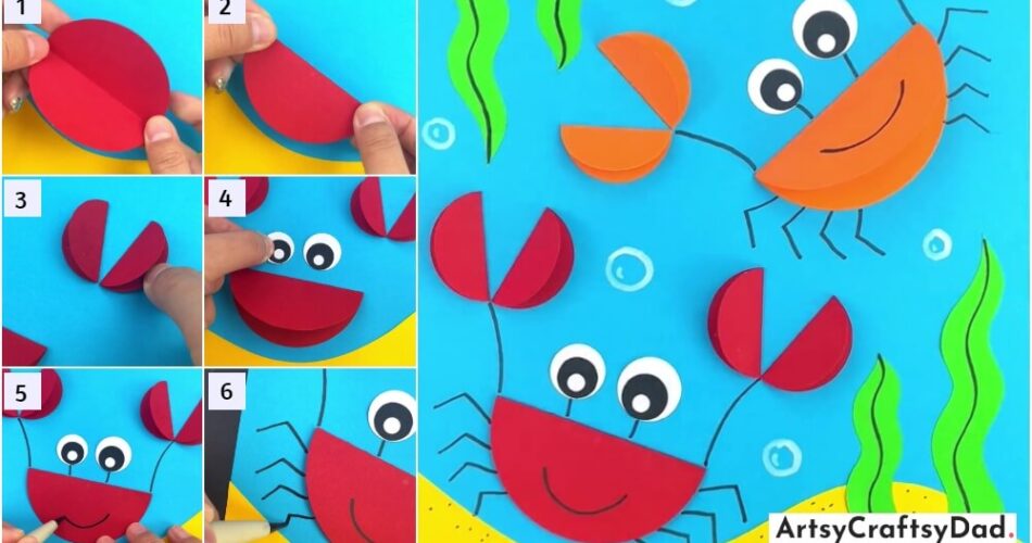 3D Crab Paper Craft Step By Step Tutorial For Kids